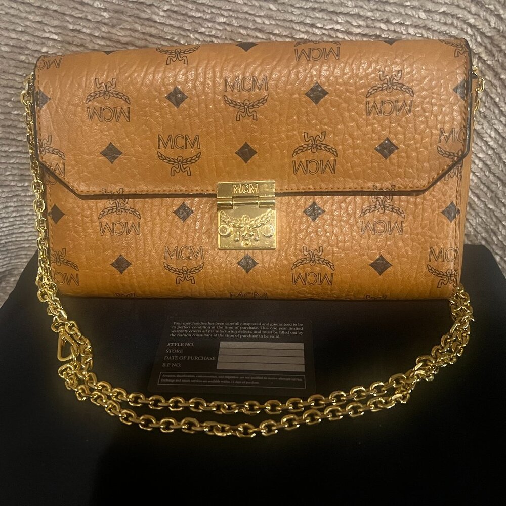 MCM Millie Monogrammed Leather Crossbody Bag w/Gold Hardware - Gently Used